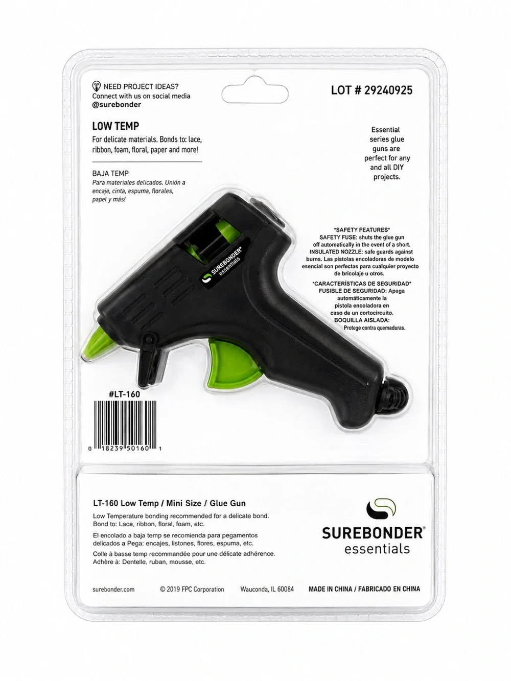 Surebonder Low Temp Mini Glue Gun with 2 Packs of Clear Glue Sticks
